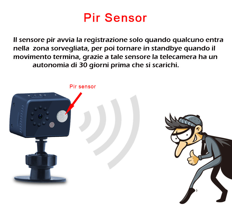 TELECAMERA SPIA CON LED INVISIBILI E ALIMENTAZIONE CONTINUA